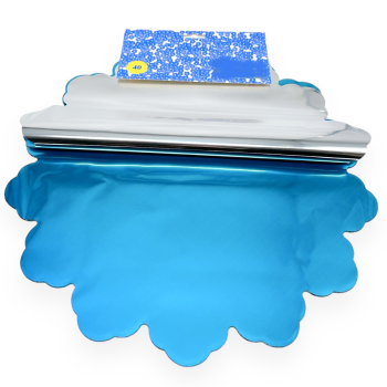 Celofan Rotund 40CM Metalizat Aqua cu Argintiu