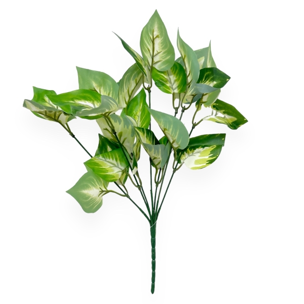 Buchet Artificial 7 Fire Ficus Verde cu Alb