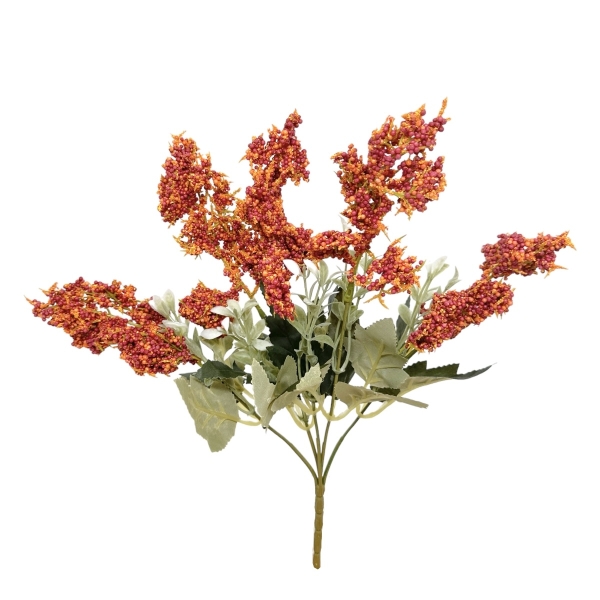 Buchet Artificial 5 fire Solidago Portocaliu cu Grena